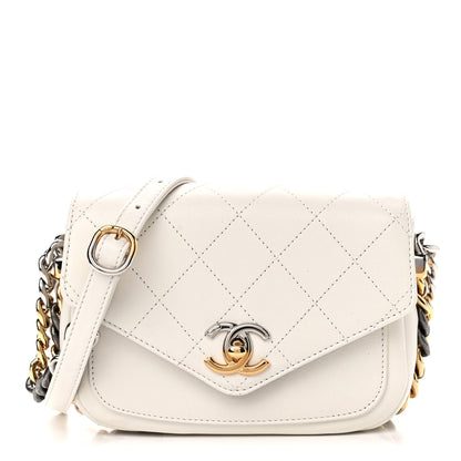 Chanel Calfskin Stitched Small Precious Union Flap Bag White 1 of 9