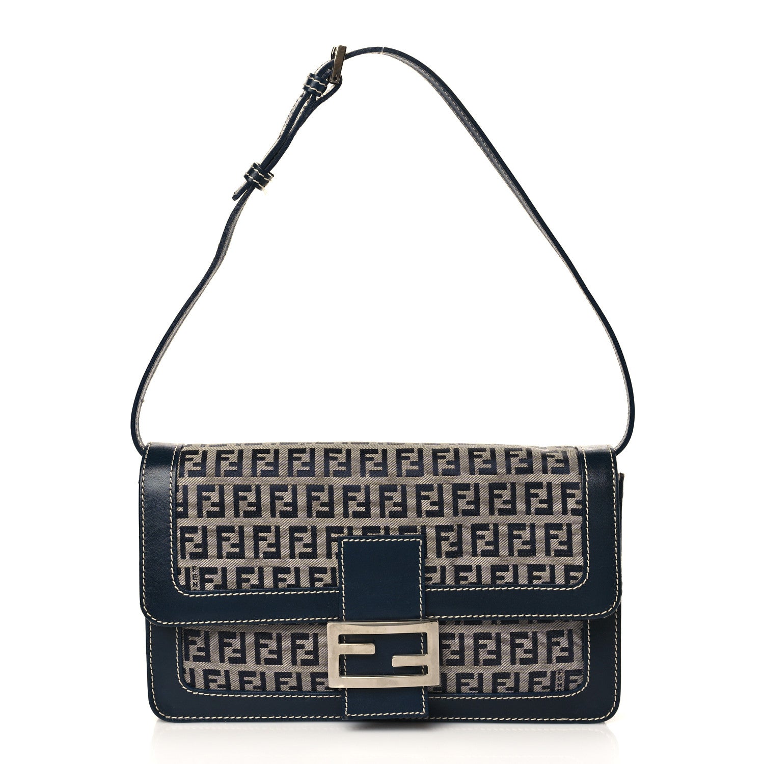Fendi Zucchino Shoulder Bag Navy 1 of 9
