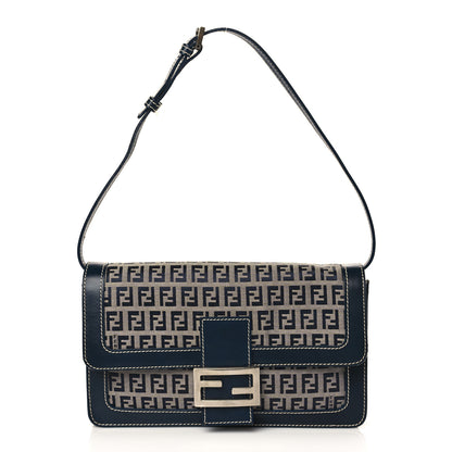 Fendi Zucchino Shoulder Bag Navy 1 of 9