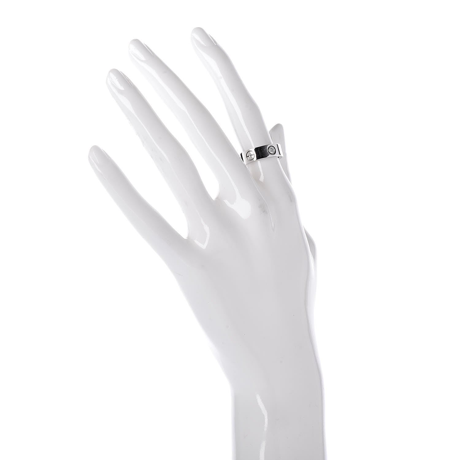 Cartier 18K White Gold 3 Diamond LOVE Ring 49 4.75 2 of 6