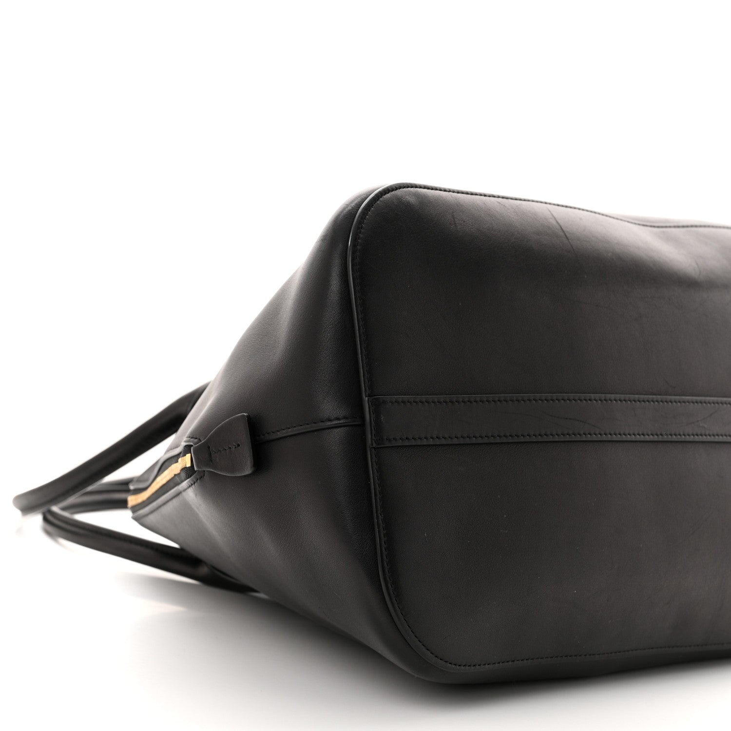 The Row Polished Saddle Calfskin Large Devon Bag Black 8 of 9