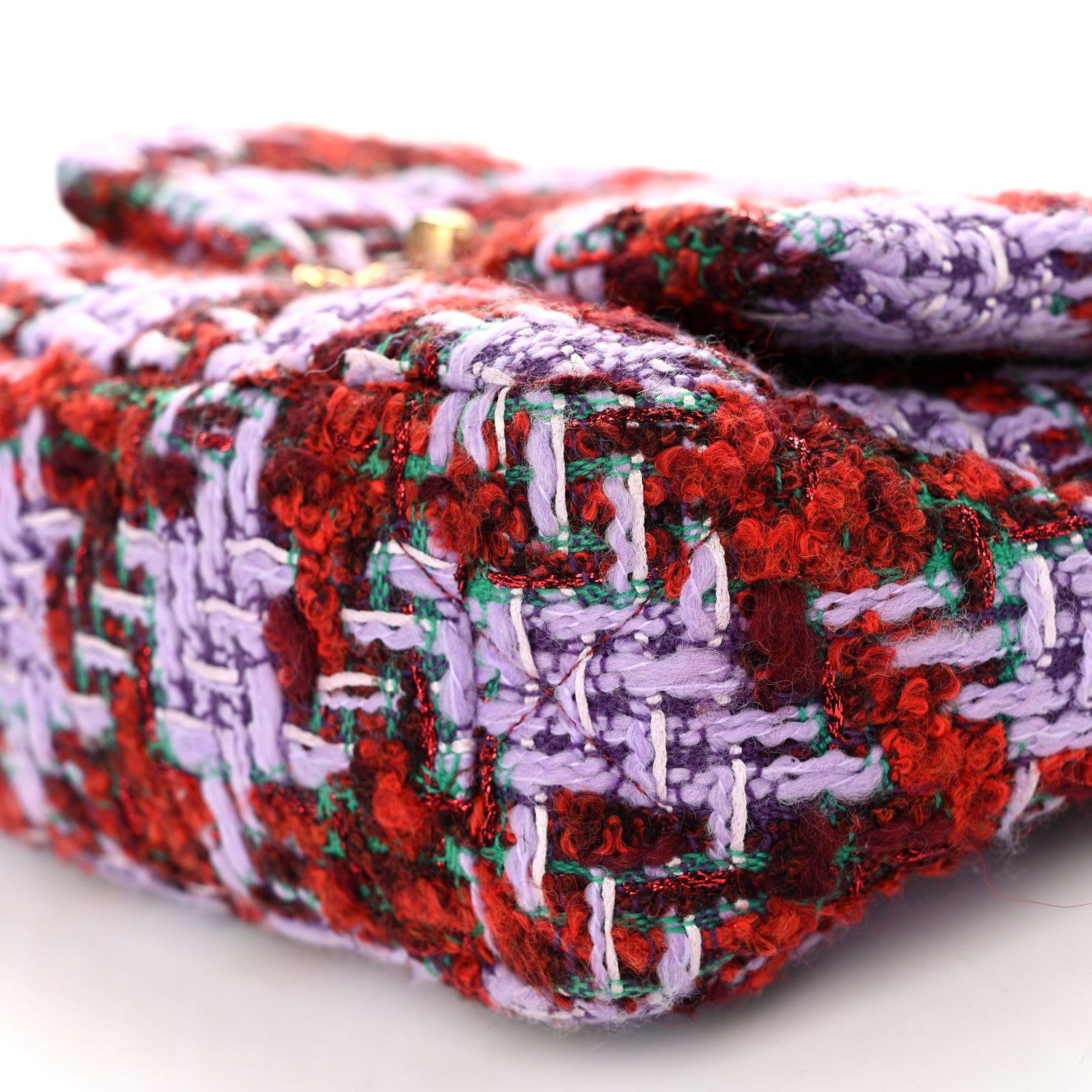 Chanel Tweed Quilted Medium Chanel 19 Flap Red Purple Green 10 of 10