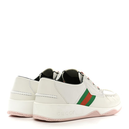 Gucci Calfskin Web Mens Lace Up Loafer Sneakers 7 Great White 4 of 9