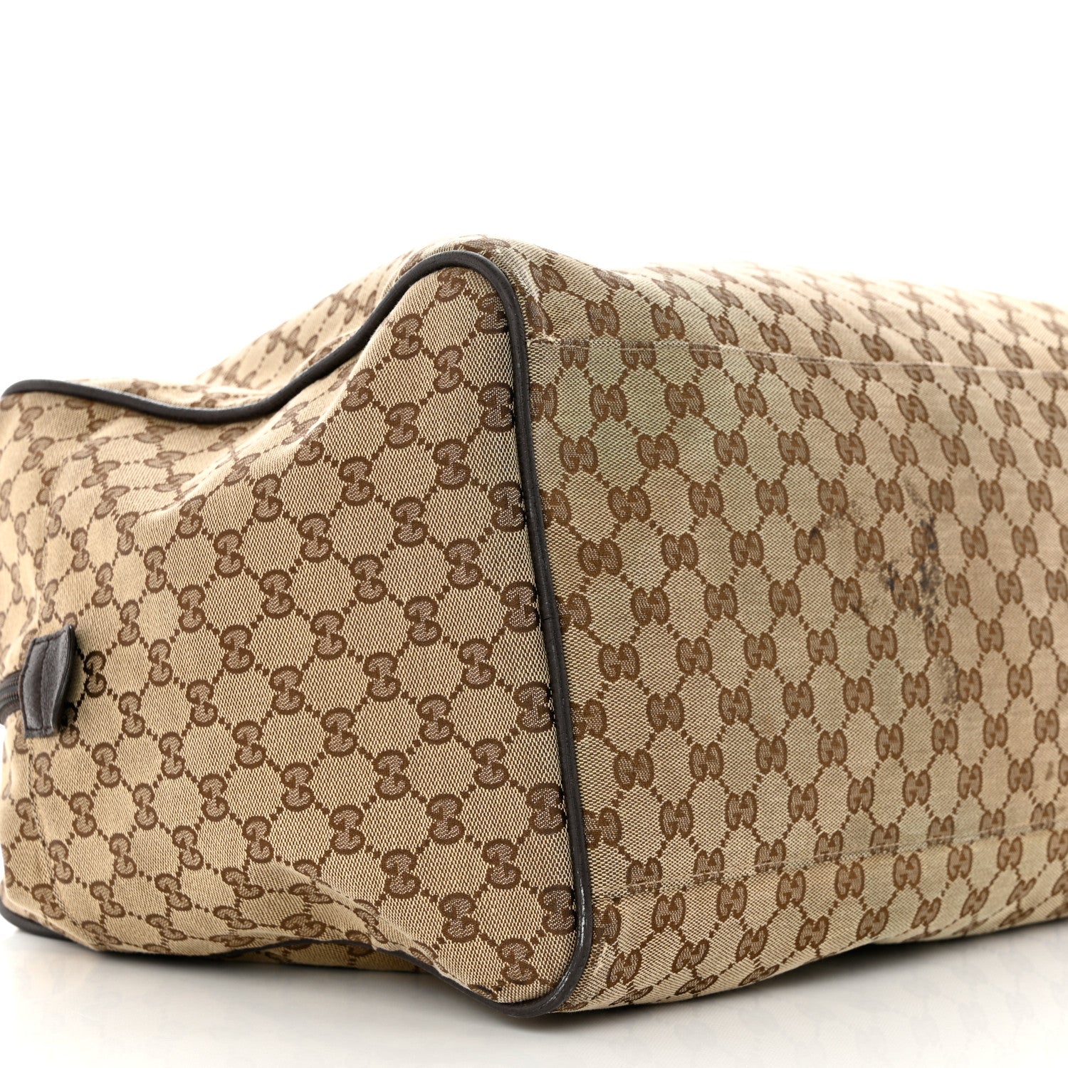 Gucci GG Monogram Web Large Collapsible Carry On Duffle Beige Brown 8 of 10