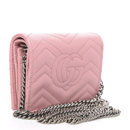 Gucci Calfskin Matelasse GG Marmont Mini Wallet On Chain Wild Rose 3 of 10