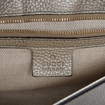 Gucci Metallic Pebbled Calfskin Medium Soho Flap Crossbody Golden Beige 6 of 7