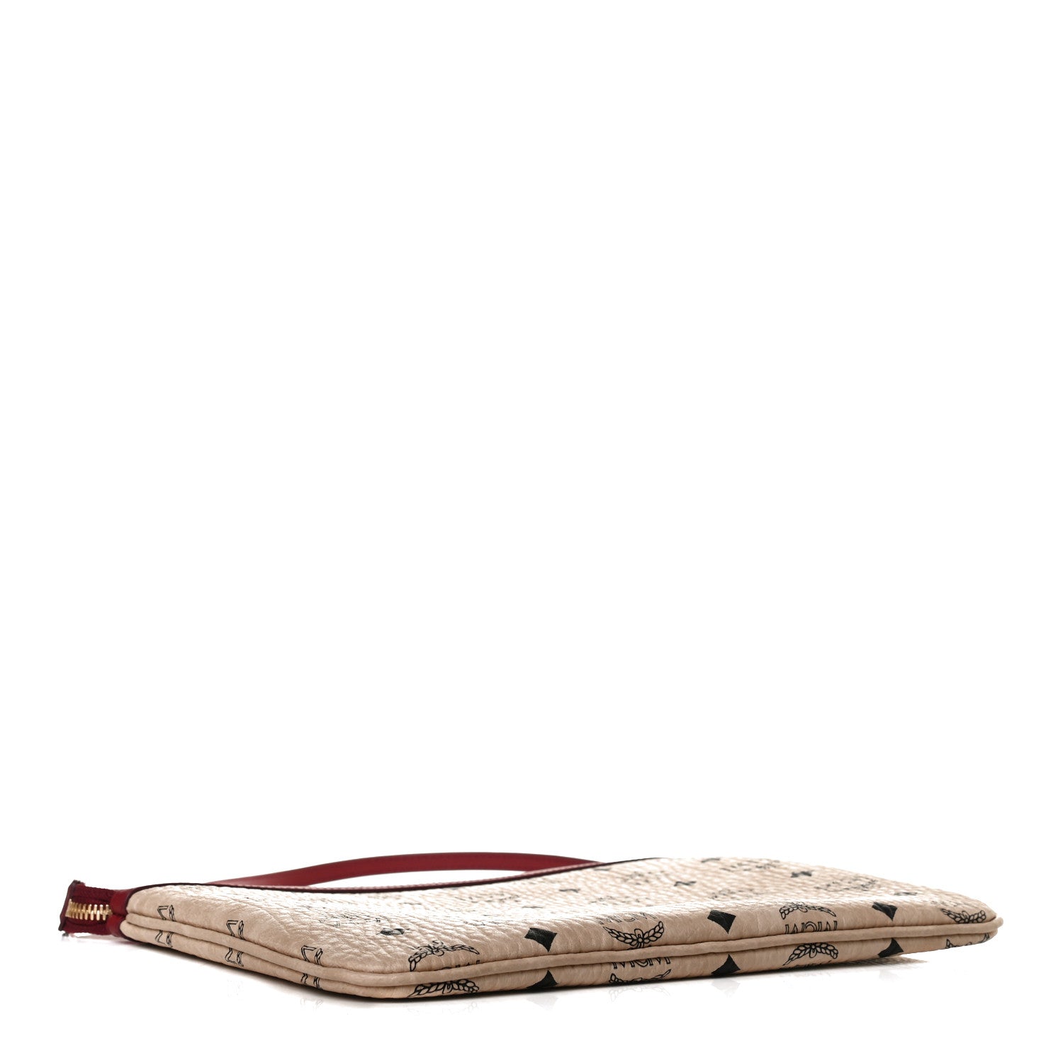 MCM Visetos Liz Shopper Tote Pouch Beige Ruby Red 3 of 8