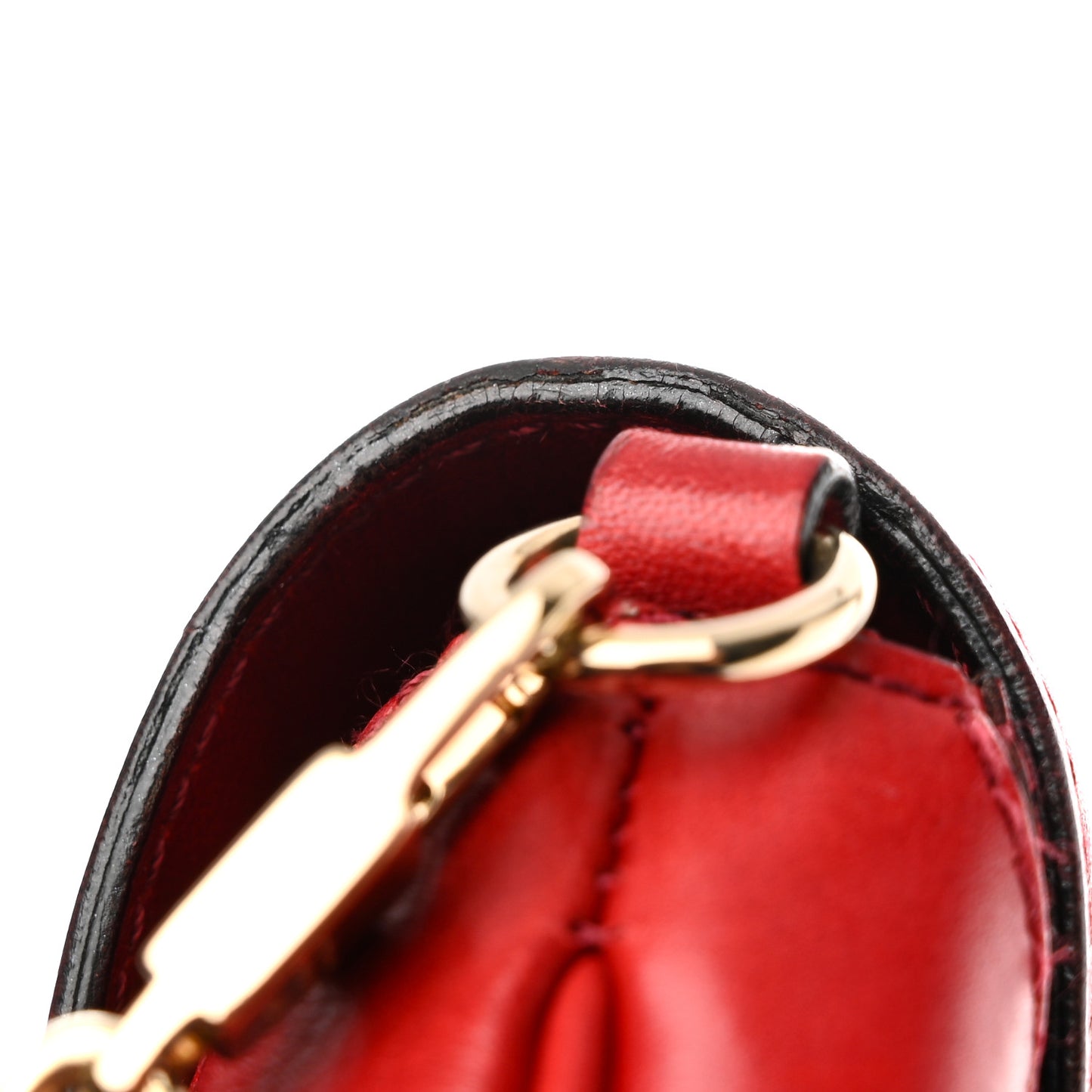 Calfskin Horsebit Chain Clutch Red