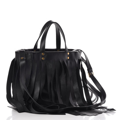 Balenciaga Calfskin XS Fringe Laundry Cabas Black 3 of 9