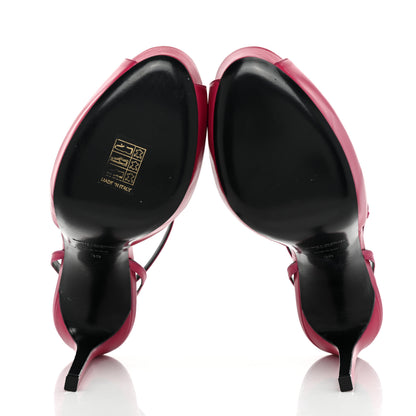 Saint Laurent Calfskin Tribute Lips Platform Sandals 39 Fuchsia 5 of 13