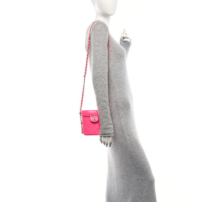 Chanel Patent Quilted CC Vani-Tea Case With Chain Neon Pink 2 of 10