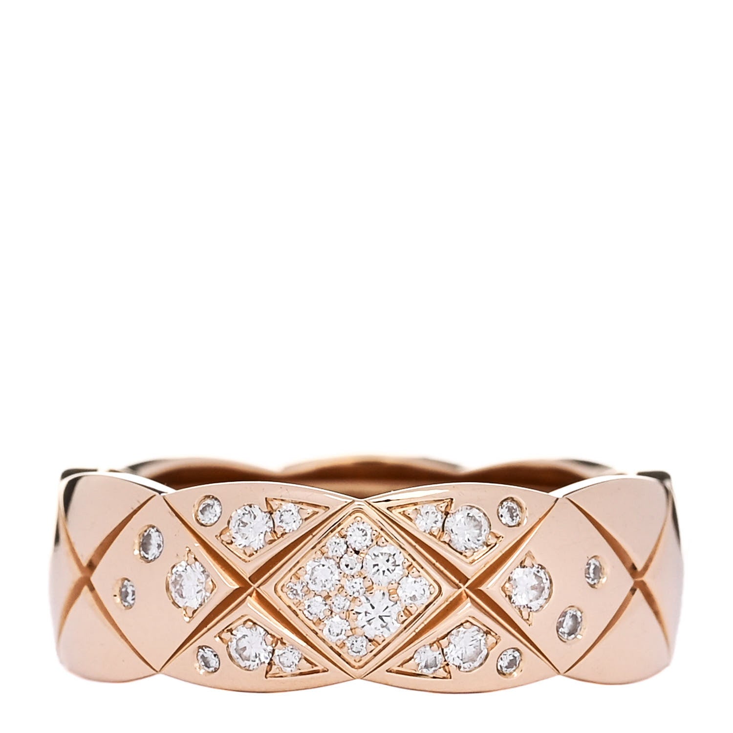 Chanel 18K Beige Gold Diamond Small Coco Crush Ring 53 6.5 1 of 5