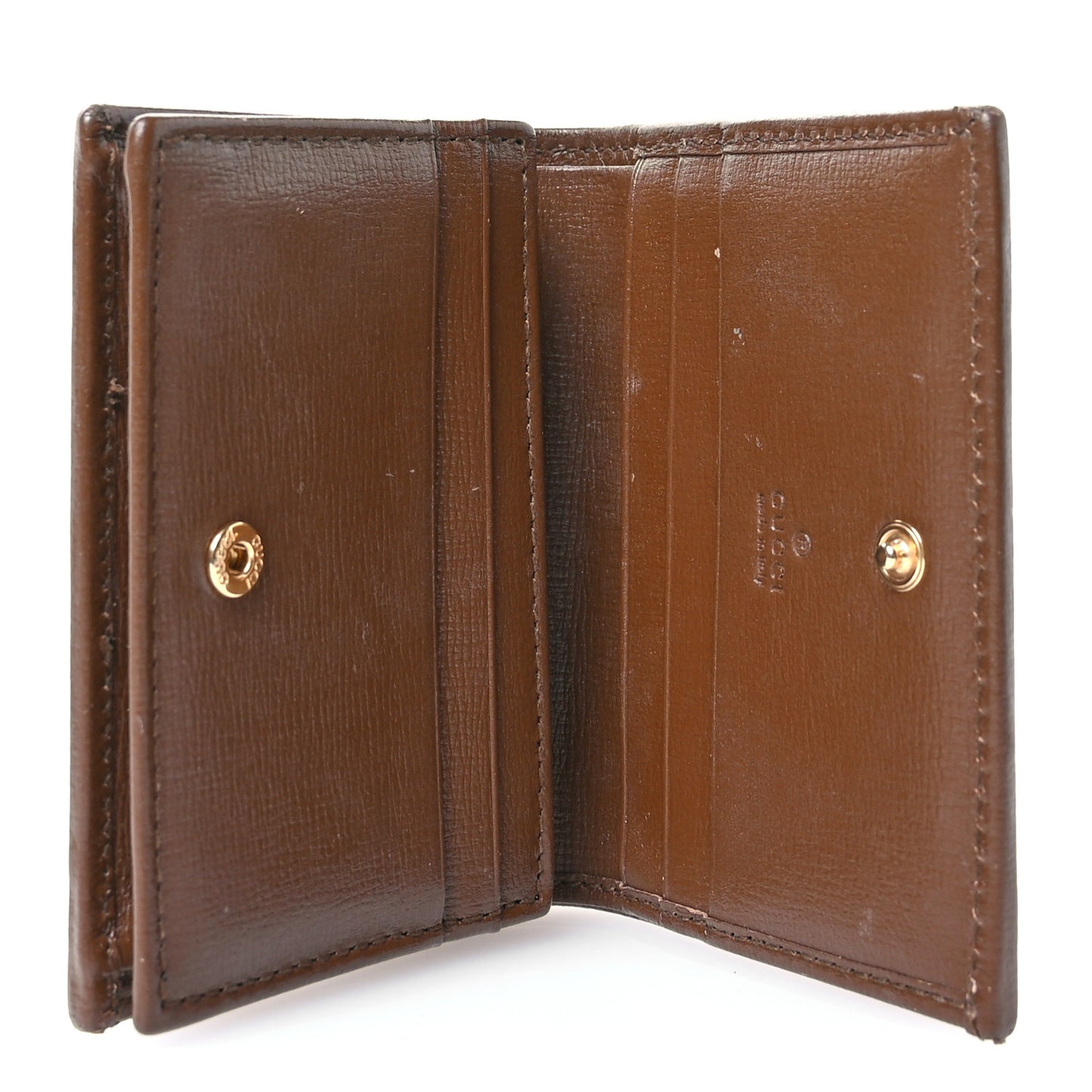 GG Supreme Monogram Horsebit 1955 Card Case Wallet Beige Ebony Brown Sugar