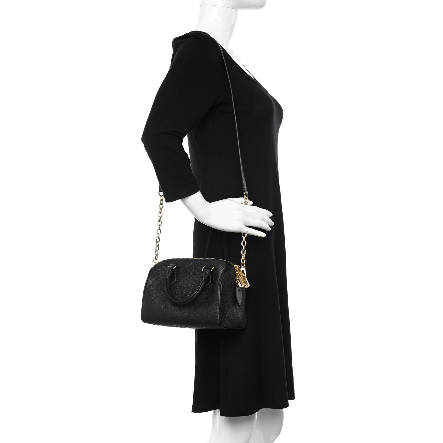Louis Vuitton Empreinte Monogram Giant Speedy Bandouliere 20 Black 2 of 10