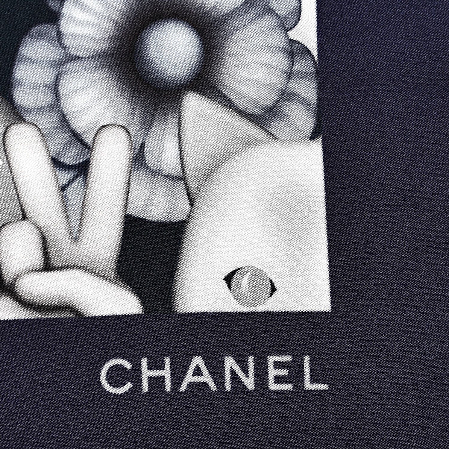 Chanel Silk Chiffon Cat Emoticon Scarf Blue 3 of 9
