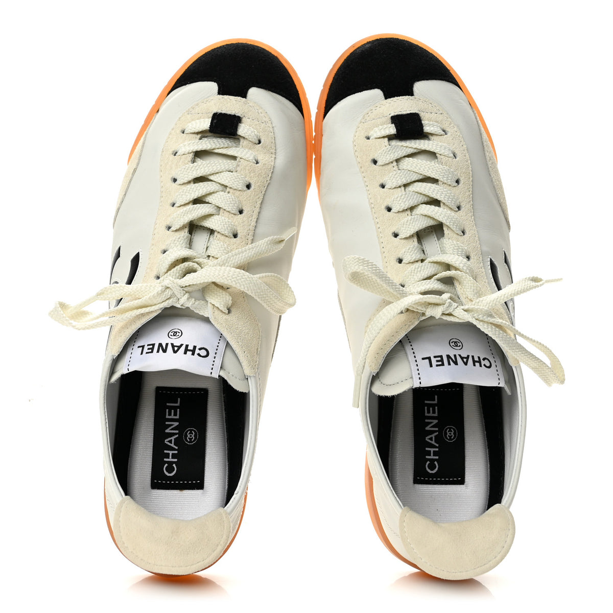 Calfskin Embossed Suede Sneakers 38.5 White Black
