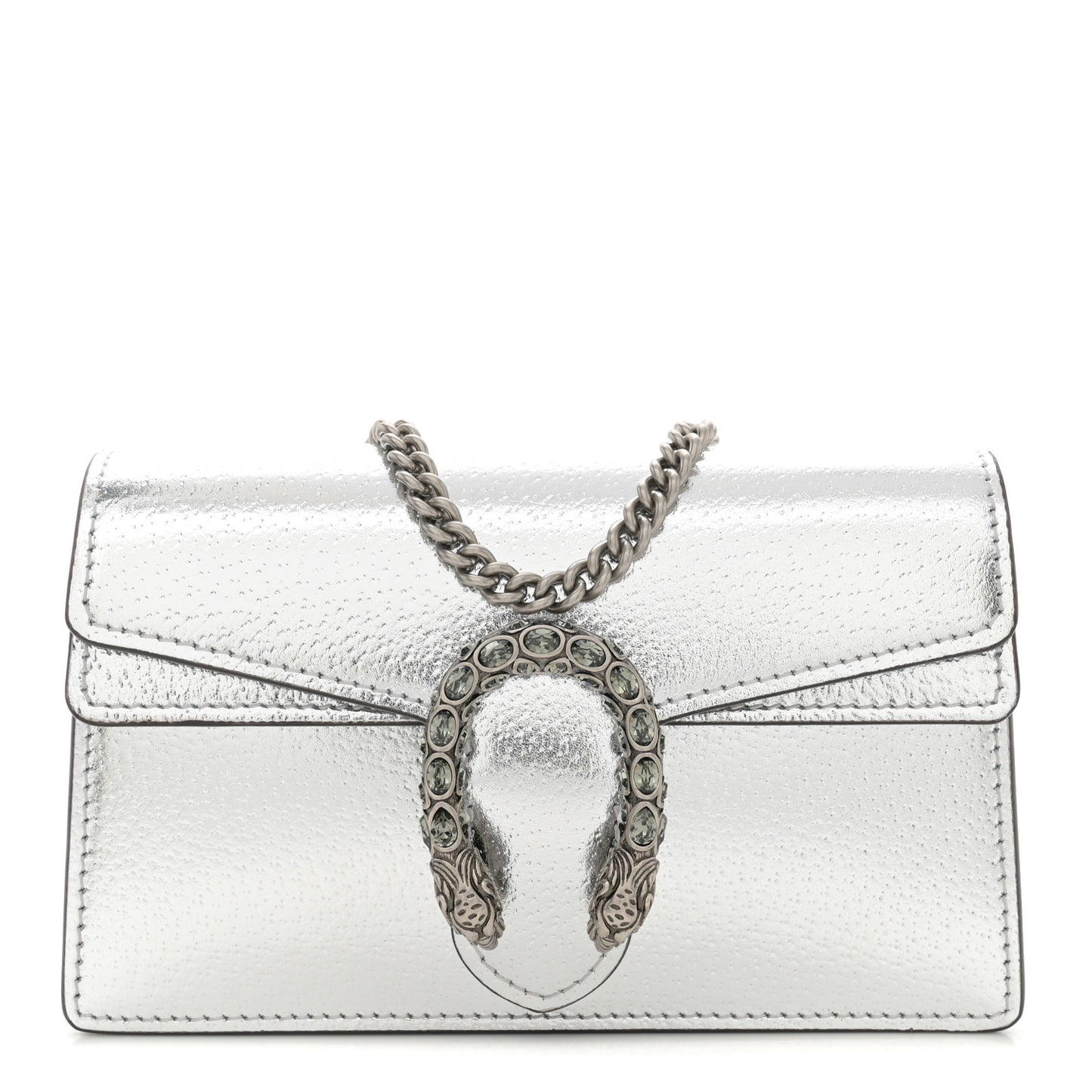 Metallic Calfskin Super Mini Dionysus Shoulder Bag Silver