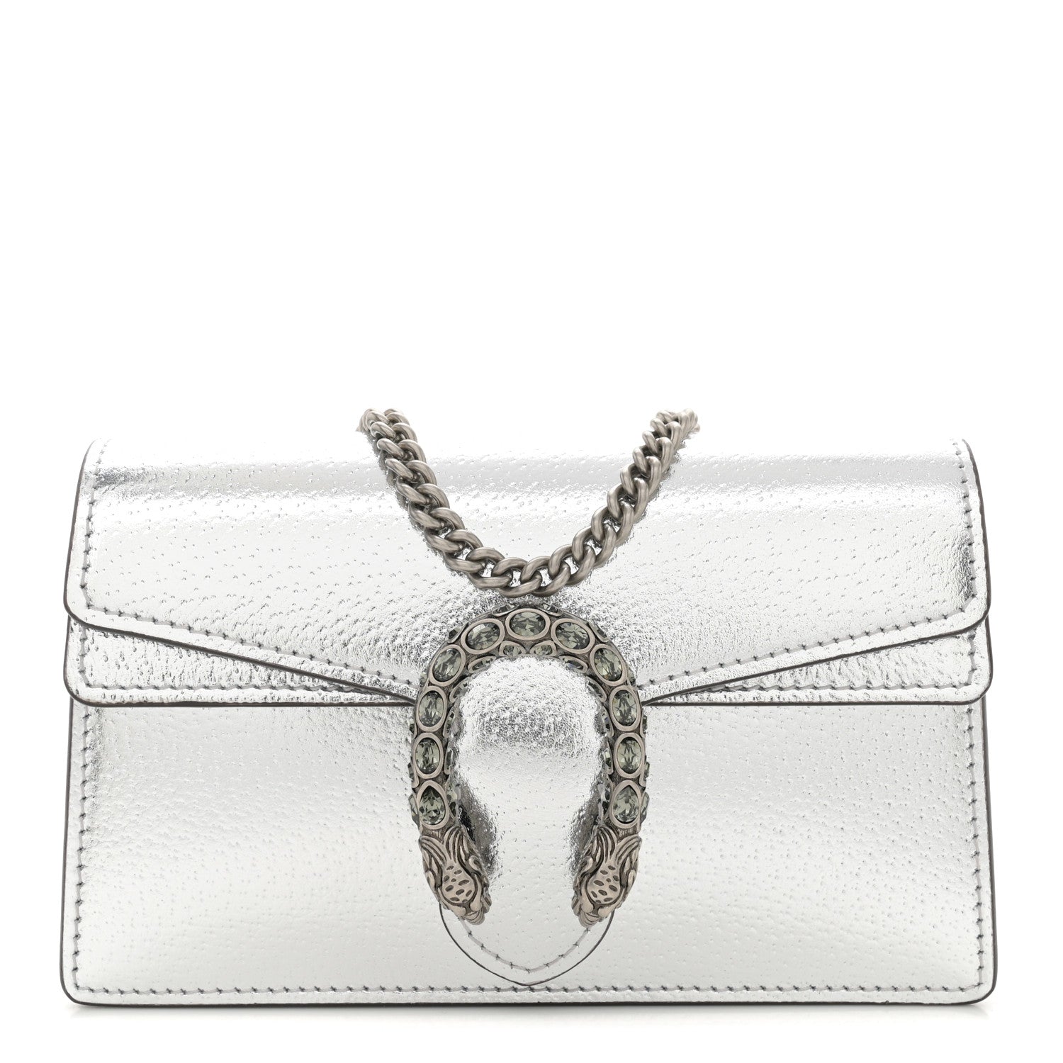 Gucci Metallic Calfskin Super Mini Dionysus Shoulder Bag Silver 1 of 10