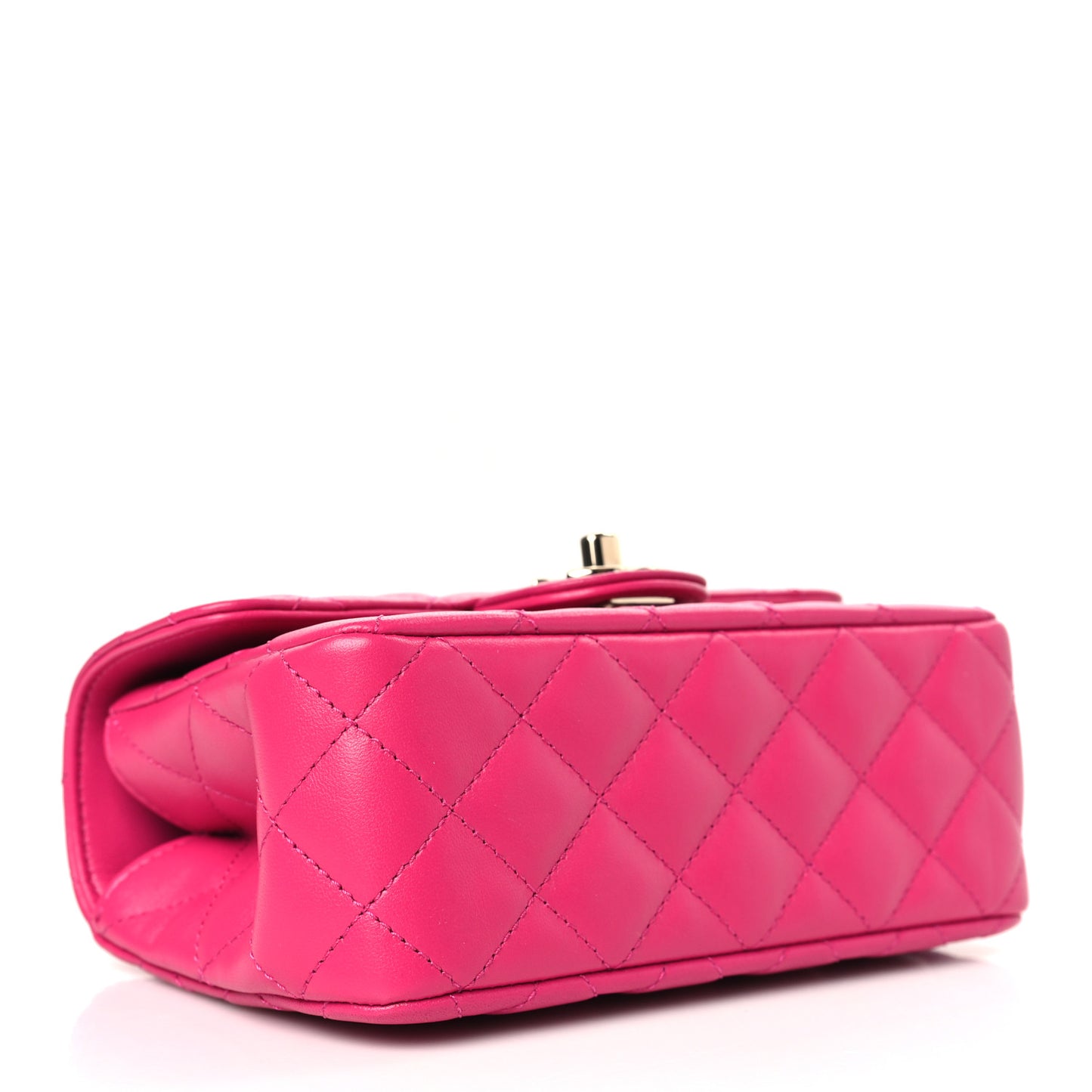 Lambskin Quilted Mini Crystal Top Handle Rectangular Flap Dark Pink