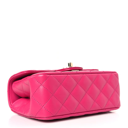 Chanel Lambskin Quilted Mini Crystal Top Handle Rectangular Flap Dark Pink 4 of 9