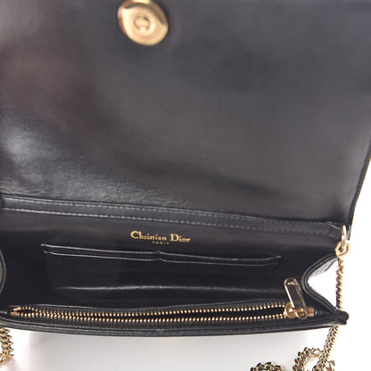 Christian Dior Grained Calfskin Diorama Wallet on Chain Pouch Black 5 of 9