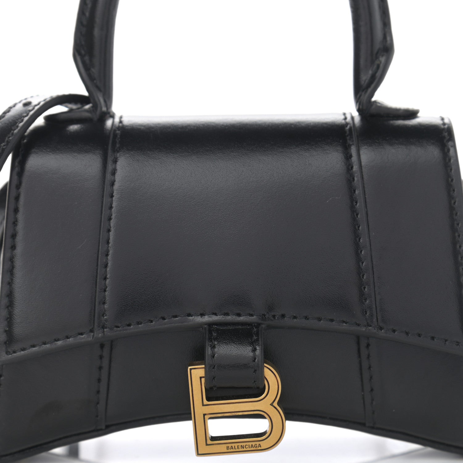 Balenciaga Shiny Box Calfskin Hourglass Top Handle Bag Mini Black 8 of 10