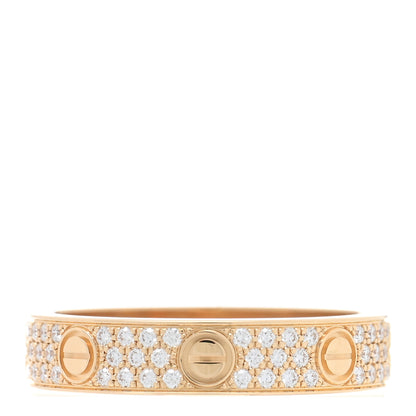 Cartier 18K Yellow Gold Diamond 4mm LOVE Wedding Paved Band Ring 52 6 1 of 4
