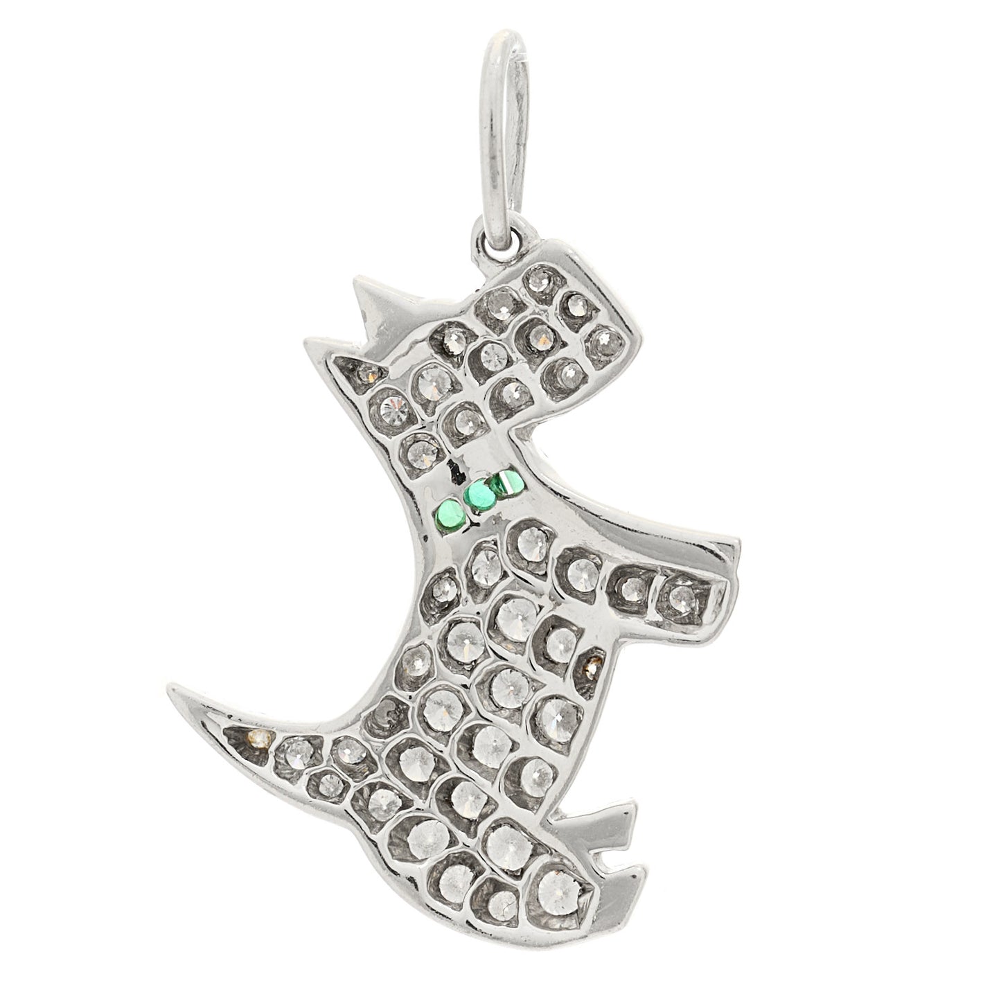 Platinum Diamond Emerald Scottie Dog Charm