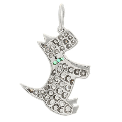 Tiffany Platinum Diamond Emerald Scottie Dog Charm 3 of 6