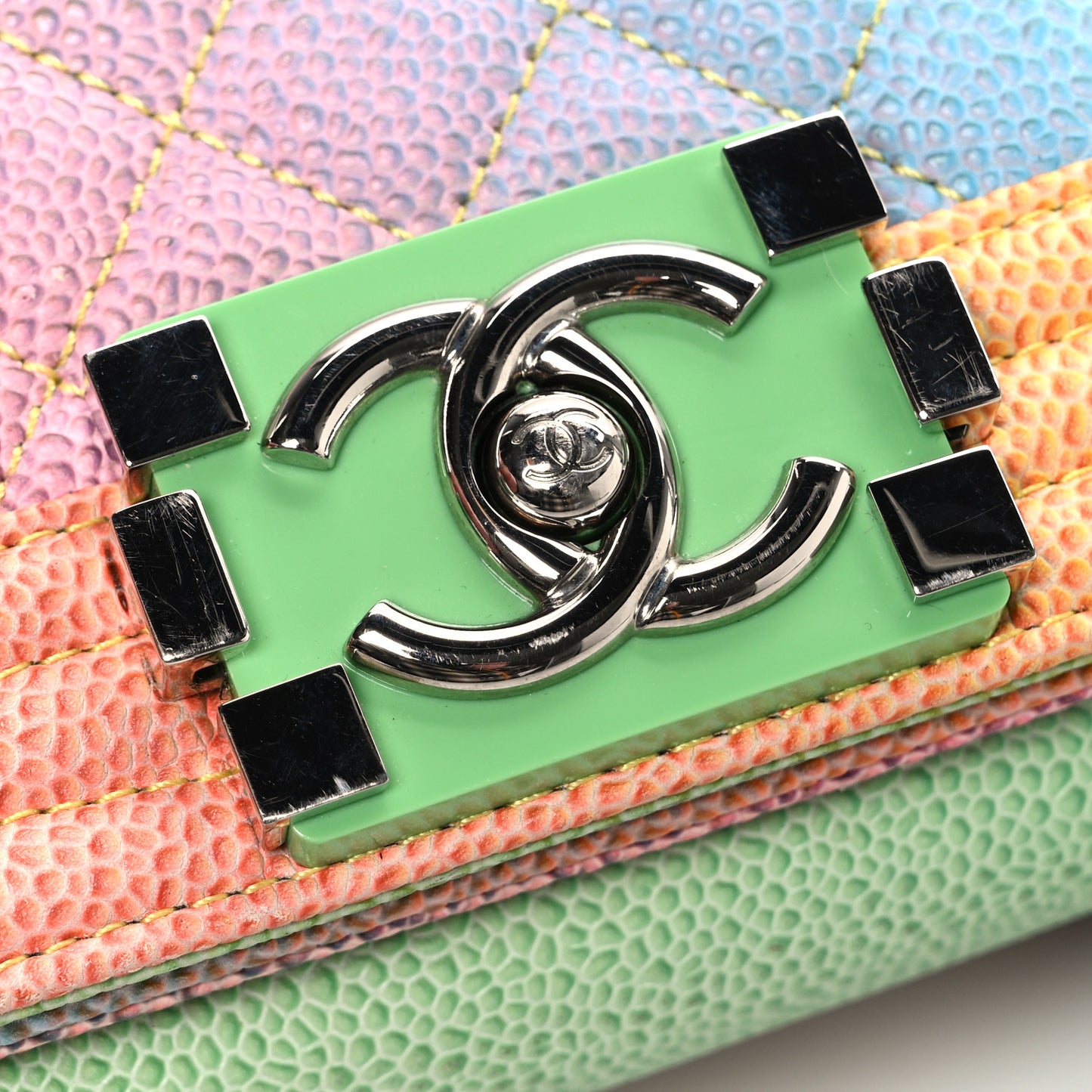 Caviar Quilted Small Cuba Rainbow Boy Flap Multicolor