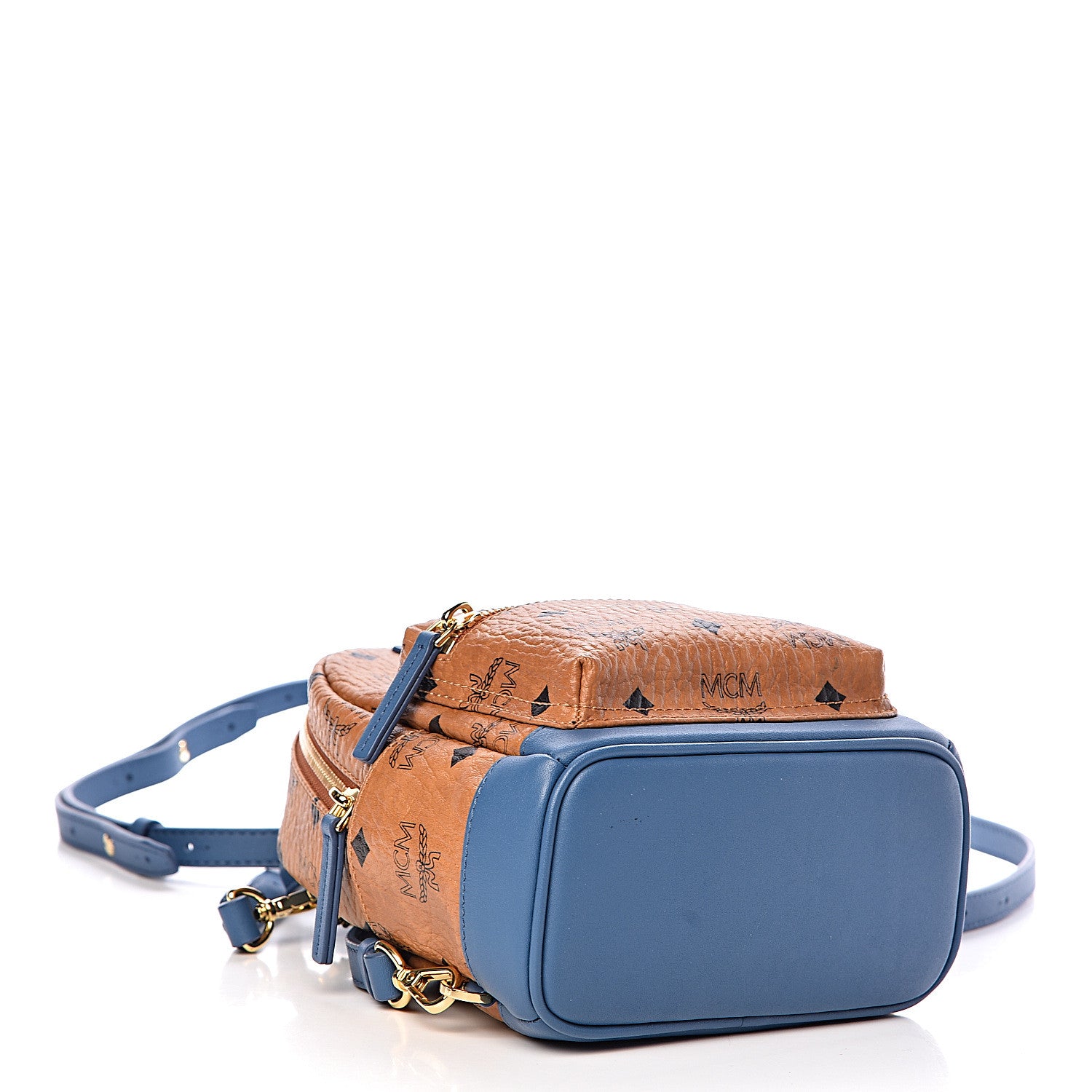 MCM Visetos X-Mini Stark Backpack Cognac Blue 4 of 10