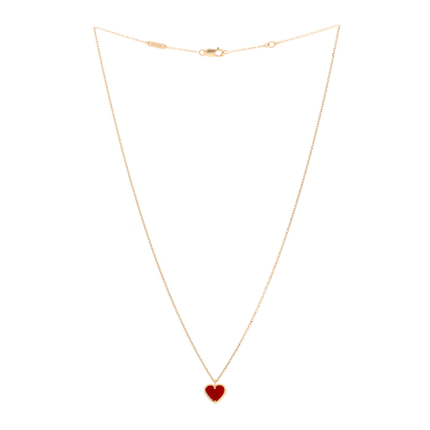 18K Rose Gold Carnelian Sweet Alhambra Heart Pendant Necklace
