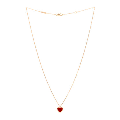 Van Cleef & Arpels 18K Rose Gold Carnelian Sweet Alhambra Heart Pendant Necklace 3 of 5