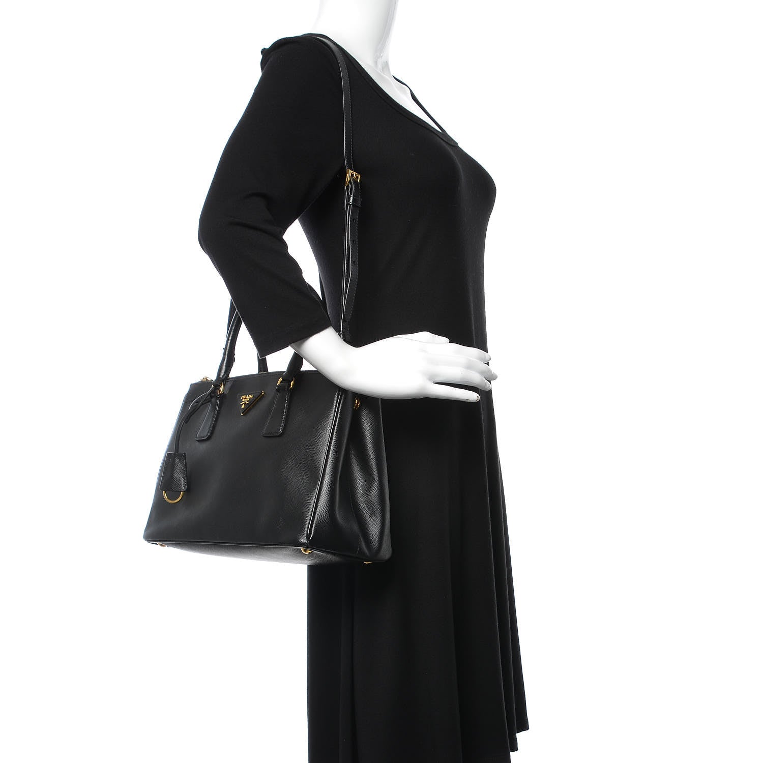 Prada Saffiano Small Galleria Double Zip Tote Black 2 of 12