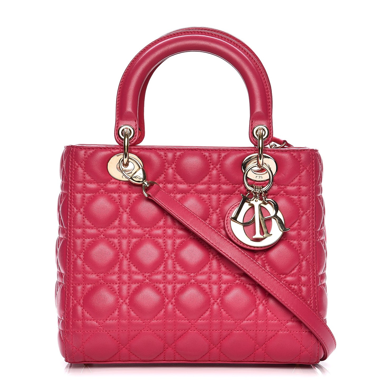 Lambskin Cannage Medium Lady Dior Pink