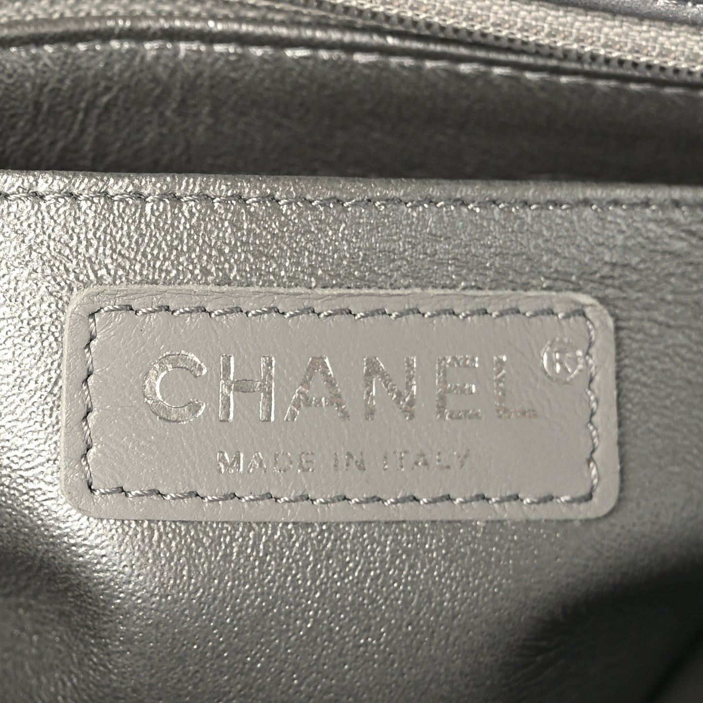 Metallic Lambskin Quilted Mini Rectangular Flap Silver