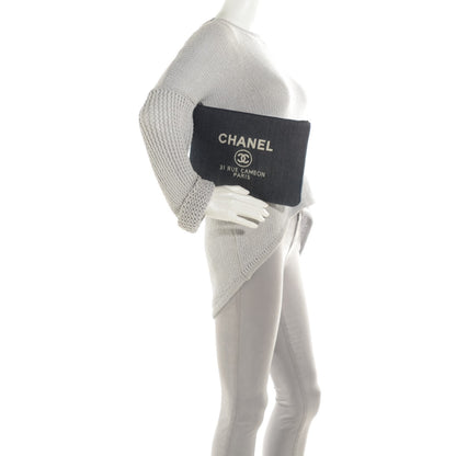Chanel Denim Large Deauville Pouch Dark Blue 2 of 8
