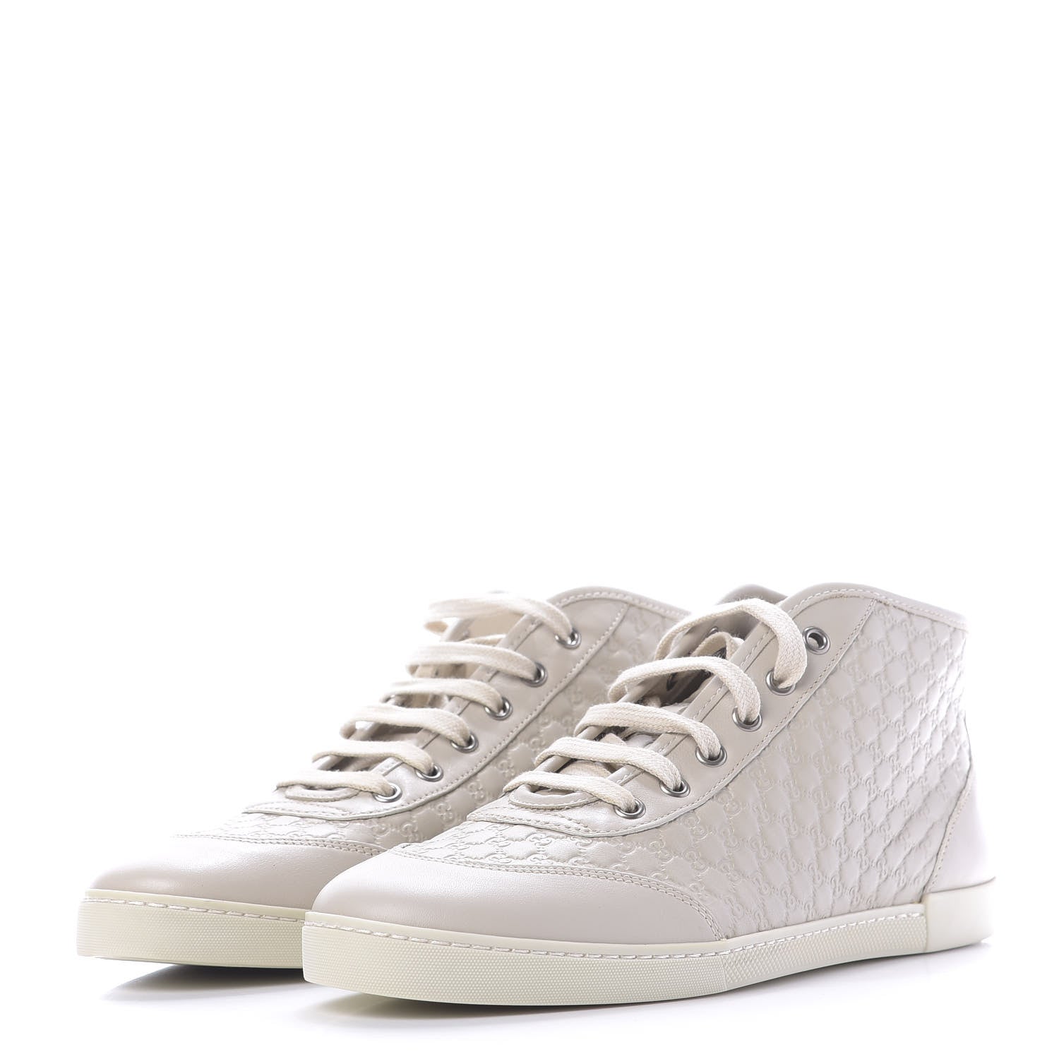 Gucci Microguccissima Womens High Top Sneakers 38.5 Off White 3 of 11