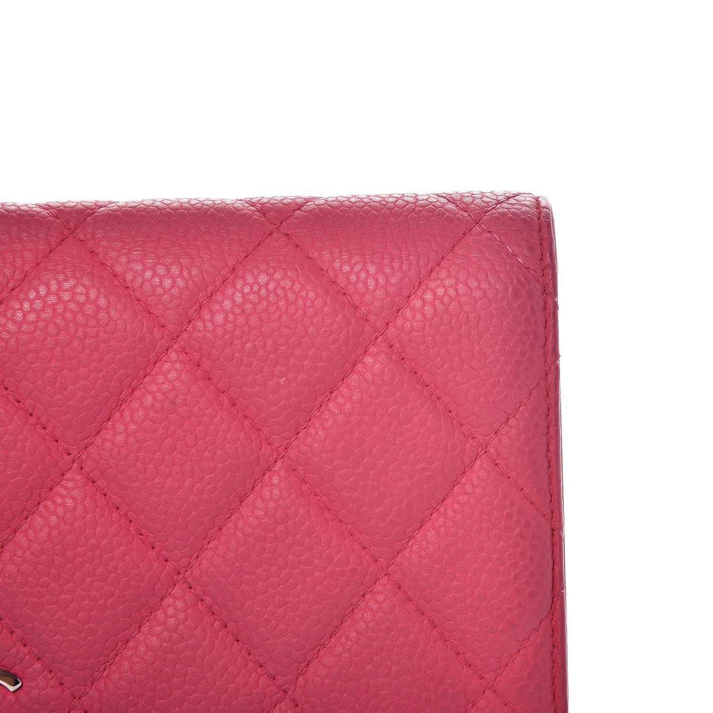 Iridescent Caviar Quilted Yen Wallet Pink