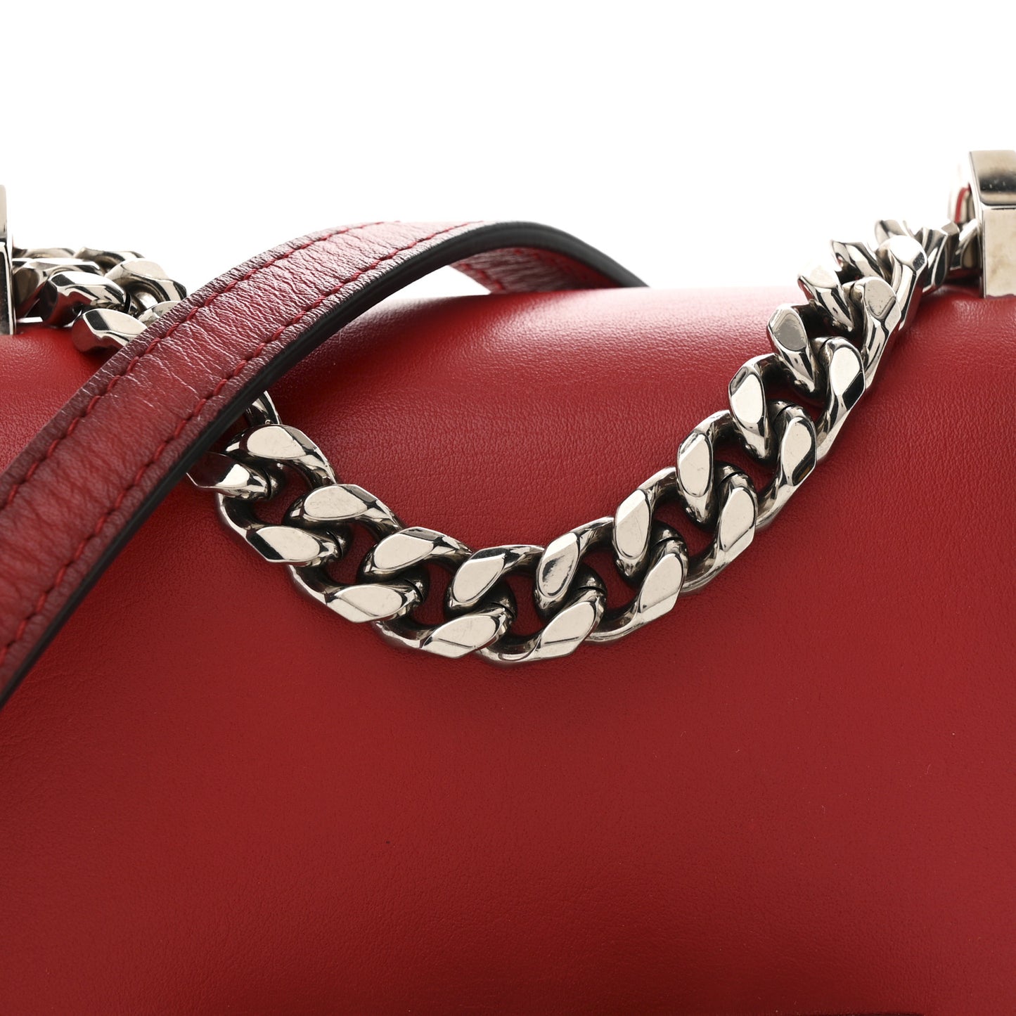 Ombre Calfskin Knuckle Jeweled Satchel Red Multicolor