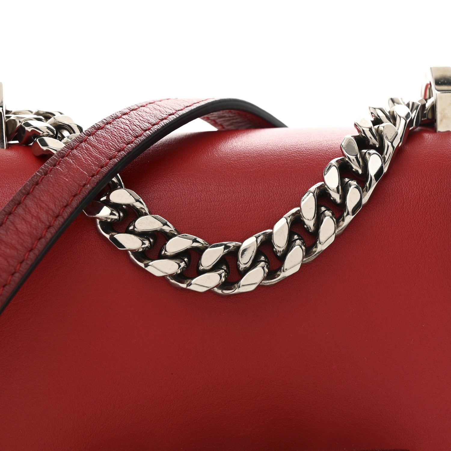 Alexander McQueen Ombre Calfskin Knuckle Jeweled Satchel Red Multicolor 3 of 13
