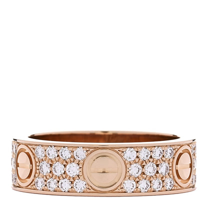Cartier 18K Pink Gold Diamond 6.5mm LOVE Paved Ring 60 9 3 of 5