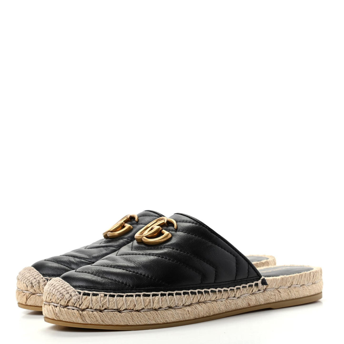 Nappa Matelasse GG Marmont Espadrille Slippers 35.5 Black