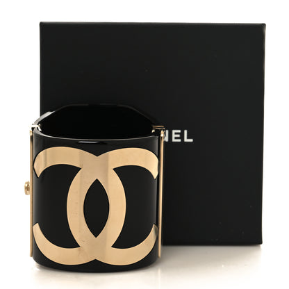 Chanel Resin CC Cuff Bracelet Golden Black 5 of 5