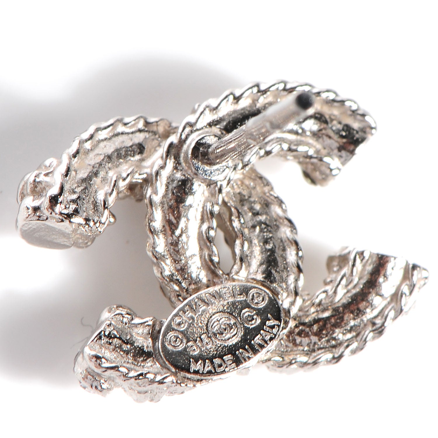 Chanel Crystal CC Earrings Silver 4 of 11