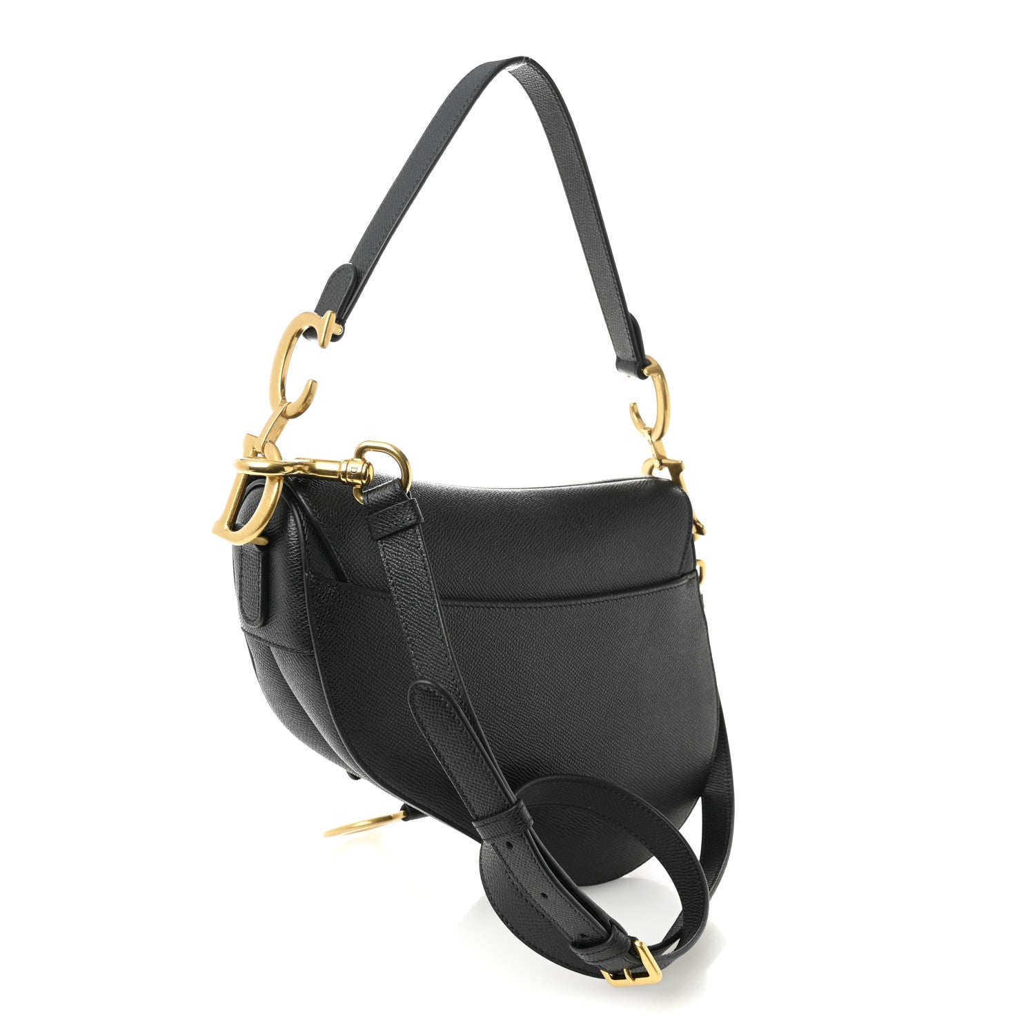 Christian Dior Grained Calfskin Saddle Bag With Strap Black 3 of 11