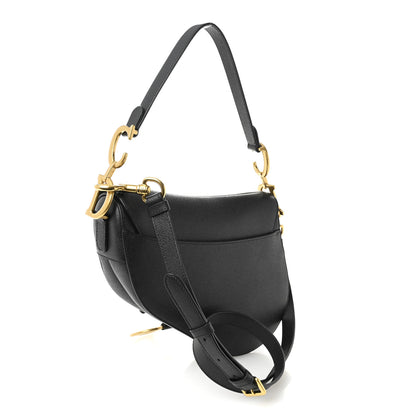 Christian Dior Grained Calfskin Saddle Bag With Strap Black 3 of 11