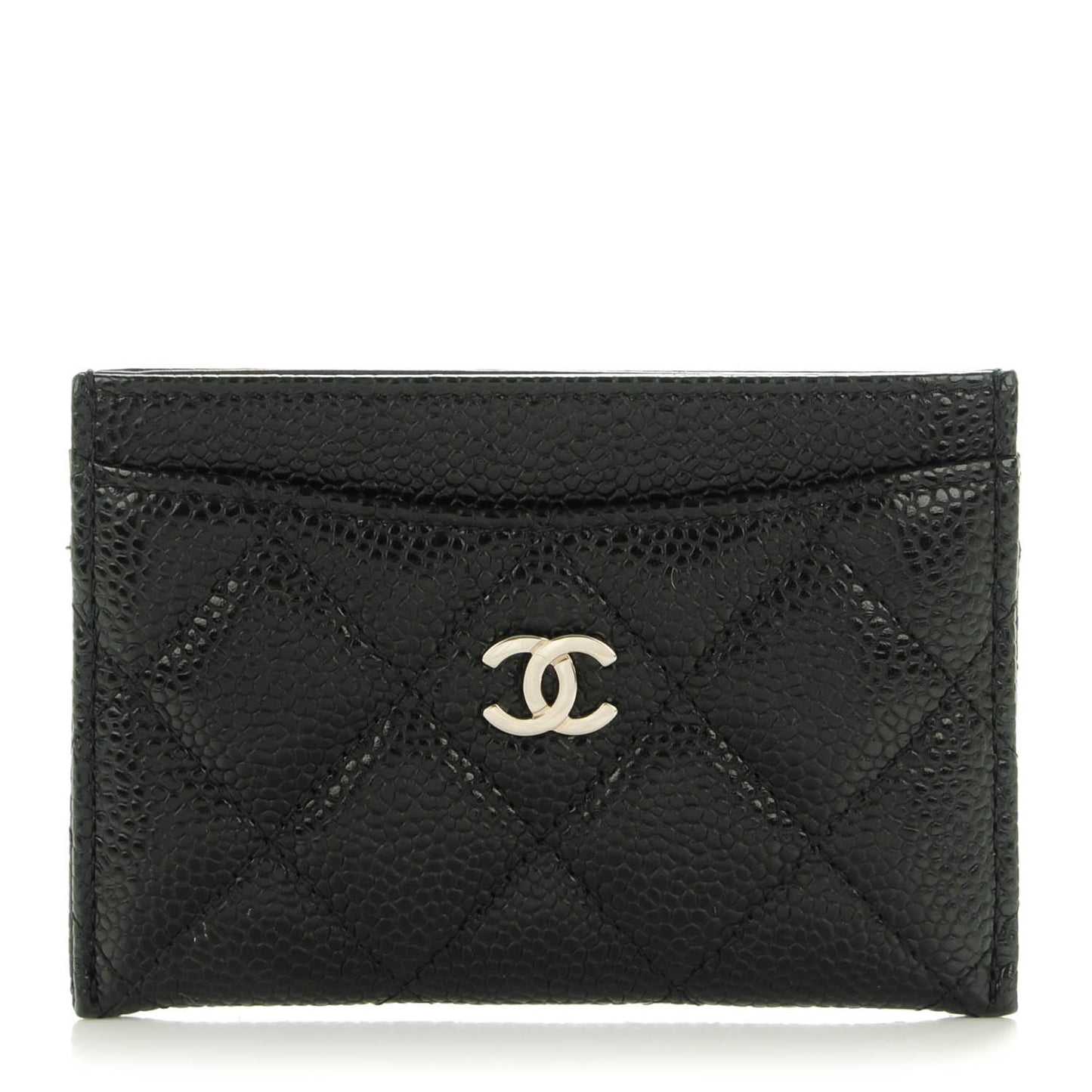 Caviar Quilted Card Holder Black