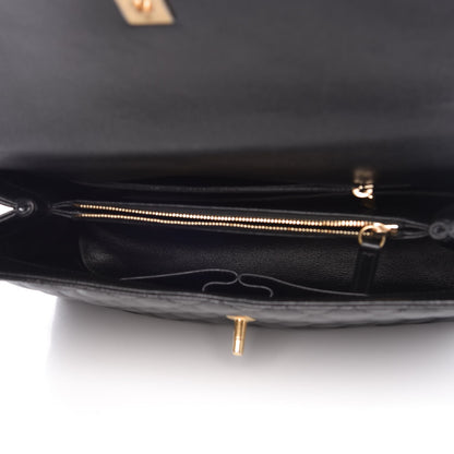 Chanel Caviar Elaphe Quilted Medium Coco Handle Flap Black Burgundy 6 of 9