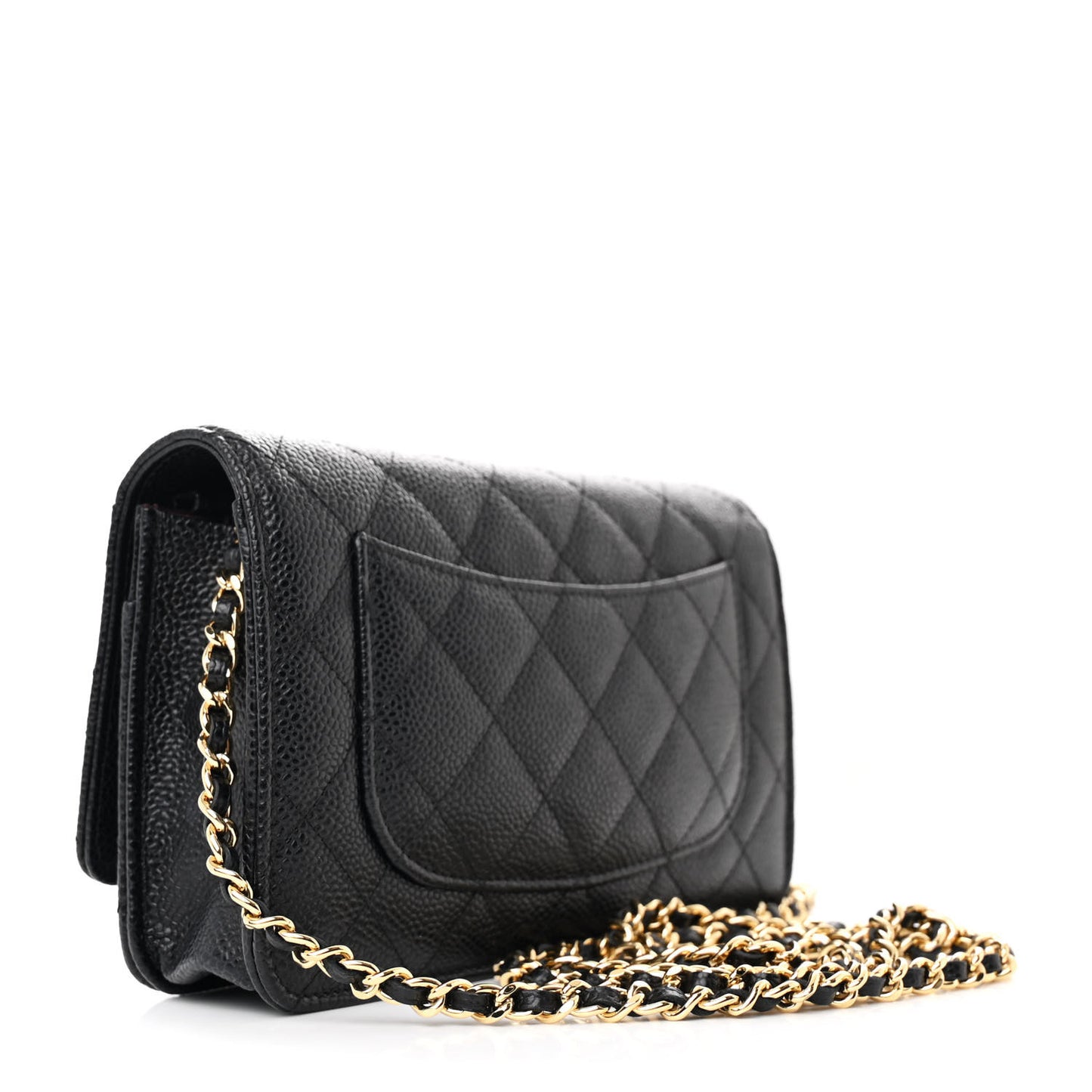 Caviar Quilted Wallet on Chain WOC Black